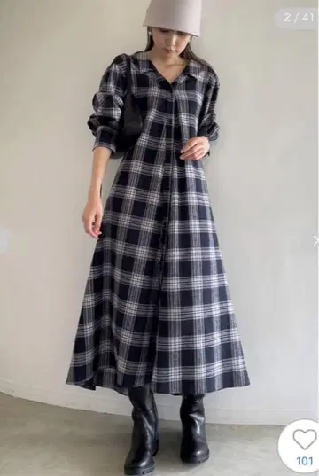 [ 새상품급 ] 스나이델*디자인 체크 원피스