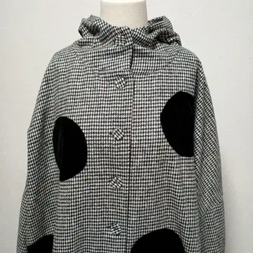 [안티카 KINU] 코트 (프리 사이즈) 도트 후드 어른 올 패턴