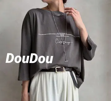 [택 포함 새상품] DouDou 전후 로고 돌먼 TEE 차콜 그레이