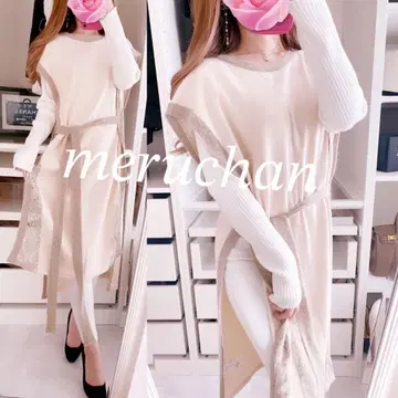 [ 새상품 ] 개럴개런트 롱 기장 니트 베스트 판초 원피스