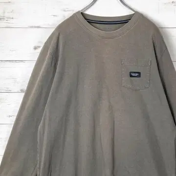 캘빈클라인 긴팔 티셔츠 롱티 로고 와펜 자수 포켓 브라운 XL