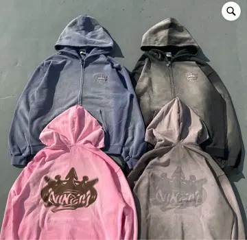 9090 모션 킹 로고 피그먼트 집 후디