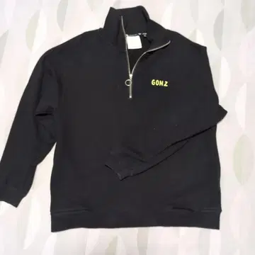 MARK GONZALES 블랙 하프 지퍼 맨투맨 XL