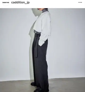 CADDITION 캐디션 허리 벨트 턱 플레어 팬츠 스트라이프
