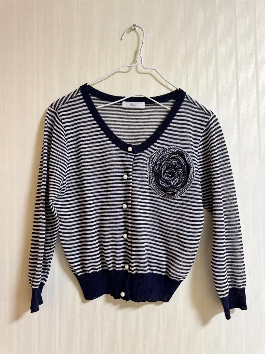 Roem Stripe Flower Cardigan
