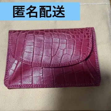 [미사용 새상품] 긴자 와코 3단 폴더형 지갑 크로커다일 패턴 쇼킹 핑크