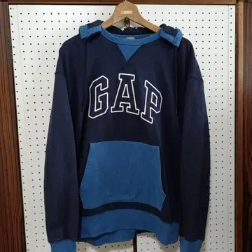GAP 오버 사이즈 vintage 후드티 빅 로고 자수 구제 의류 L
