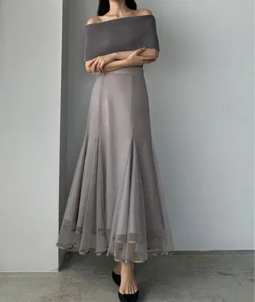 louere 밑단 파이핑 튤 머메이드 스커트