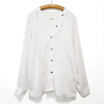 새상품급 NOMBRE IMPAIR 마이크로 도트 V넥 블라우스 화이트