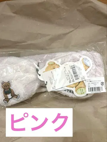 gelato pique 파우더 베어 자수 보더 헤어밴드 소프트 핑크