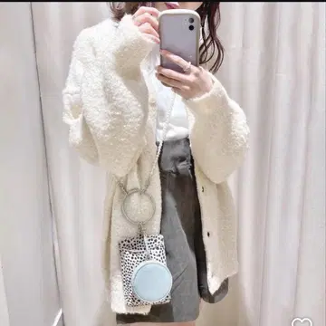부클 니트 가디건 울 혼방