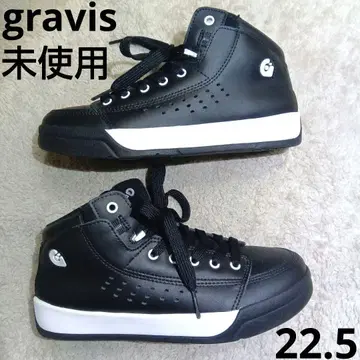 미사용 gravis 하이컷 스니커즈 블랙 22.5 가죽