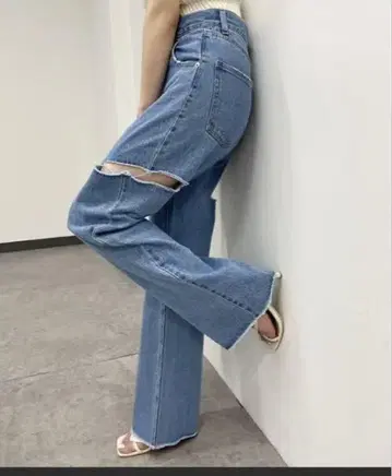 Chico 데미지 와이드 데님 팬츠 새상품
