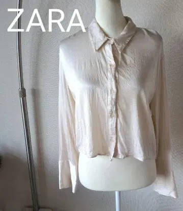 ZARA 샴페인 골드 컷앤소 셔츠 짧은 기장