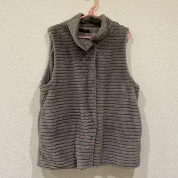 그레이 주 플리스 스트라이프 베스트