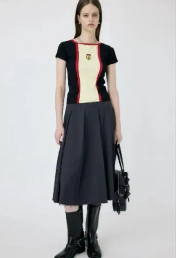 MOUSSY 플리츠 스커트 그레이