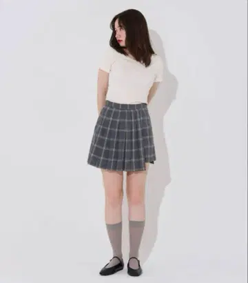 TINA:JOJUN 비대칭 랩스커트 체크