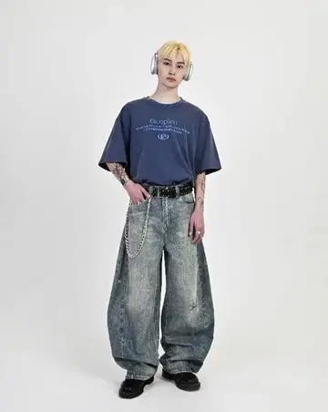 L2079 L 캐주얼 데미지 벌룬 데님 지저인
