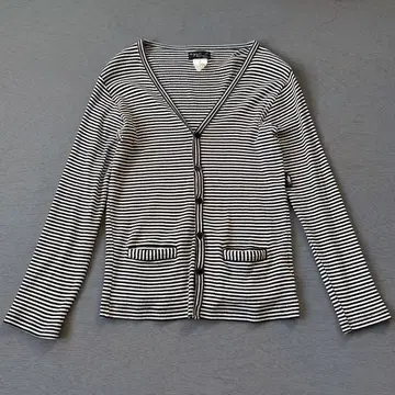 아네스베 옴 보더 코튼 리브 니트 가디건