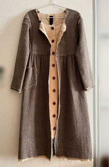 새상품급 롱 울 코트 원피스 트위드 그레이 유럽 브라운