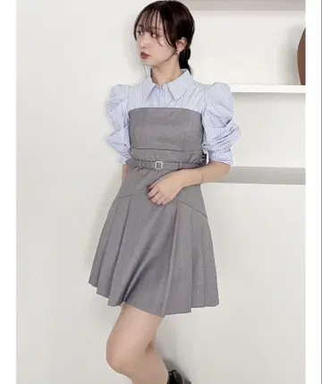 dazzlin 더블린 레이어드 셔츠 미니 원피스