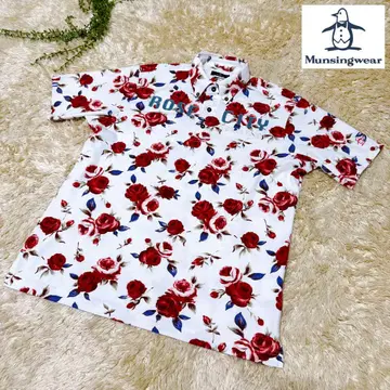 [ 미사용품 ] 먼싱웨어 골프 피케 셔츠 올 패턴 남성용 L 로즈 패턴