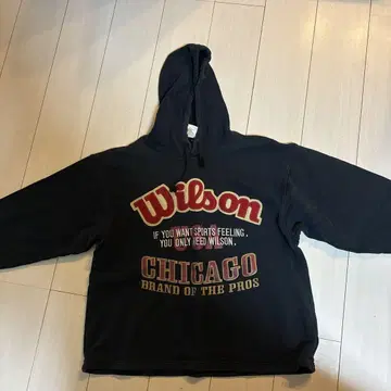 Wilson 후드 부착 후드티 블랙