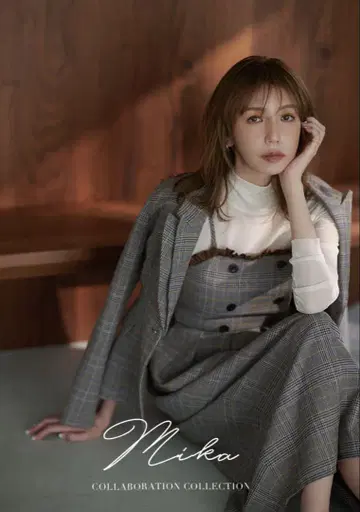 nostalgia 미카 씨 콜라보 이중 카라 체크 자켓