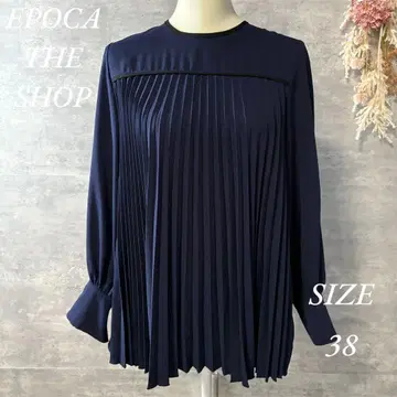 EPOCA THE SHOP 플리츠 블라우스 긴팔 네이비 38 사이즈
