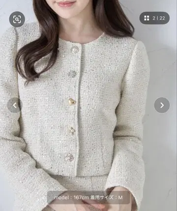 다양한 장식 단추 스팽글 트위드 숏 자켓