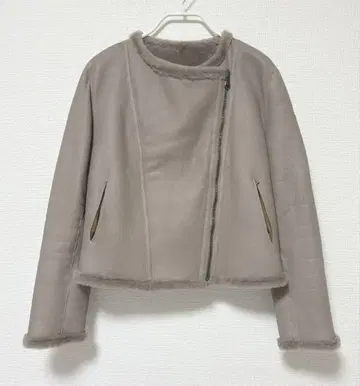 새상품급 TAE ASHIDA 가죽 자켓 베이지 무스탕