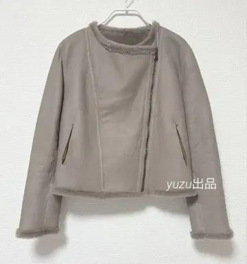 새상품급 TAE ASHIDA 가죽 자켓 베이지 무스탕