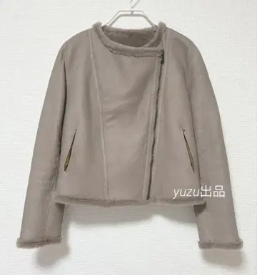 새상품급 TAE ASHIDA 가죽 자켓 베이지 무스탕