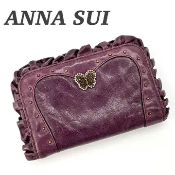 ANNA SUI 지갑 가마구치 프릴 가죽 퍼플 버터플라이 안나수이