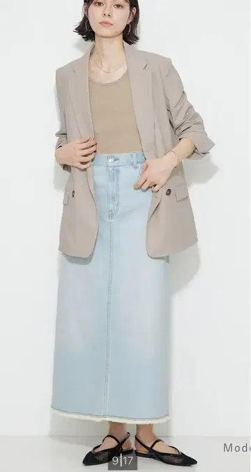 PLST 데님 내로우 스커트
