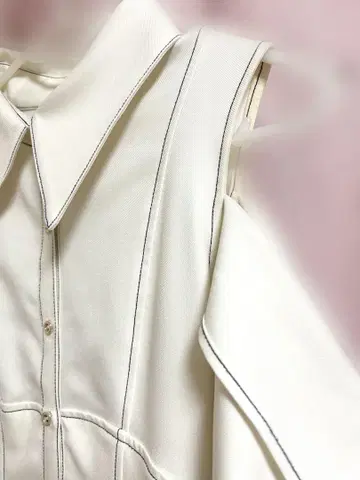dazzlin 오픈 숄더 데님 스티치 원피스