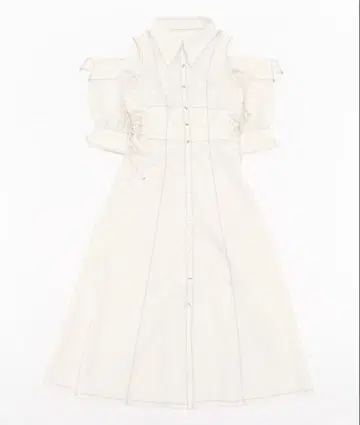 dazzlin 오픈 숄더 데님 스티치 원피스