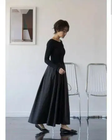 regleam 리그 롱 슬리브 백 오픈 맥시 원피스 S