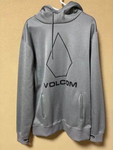 VOLCOM 그레이 후드티 후드 부착