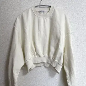 ZARA L 크림 크롭 맨투맨