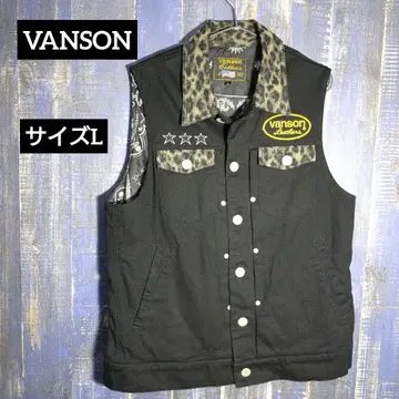 VANSON 블랙 데님 베스트 원스타 애니멀 무늬 사이즈 L