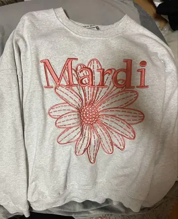 Mardi 자수 꽃무늬 그레이 맨투맨
