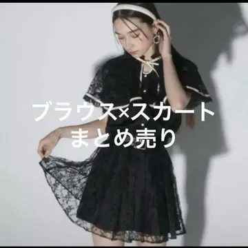 BUBBLES 레이스 케이프 블라우스 x 치마바지