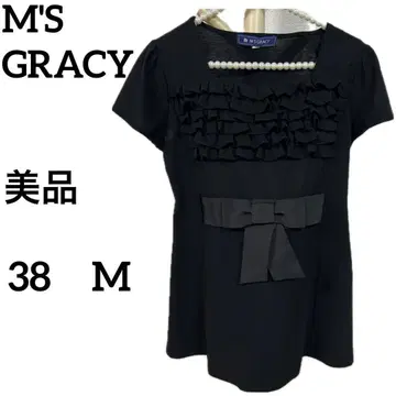 [새상품급] M'S GRACY 프릴 리본 상의 38 엠즈 그레이시
