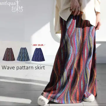 [ 시착만 한 상품 ] antiqua 안티카 웨이브 패턴 스커트