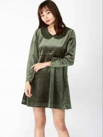 [ xgirl ] VELOUR DRESS OLIVE
