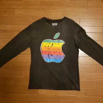 빈티지 긴팔 T셔츠 Apple 로고 비쥬 포함