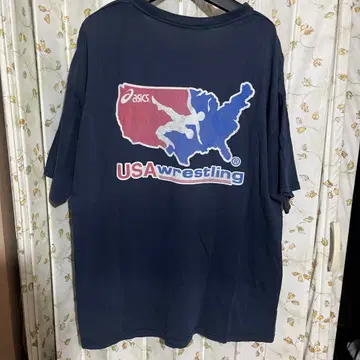 90s 00s asics USA 레슬링 티셔츠 네이비 XL