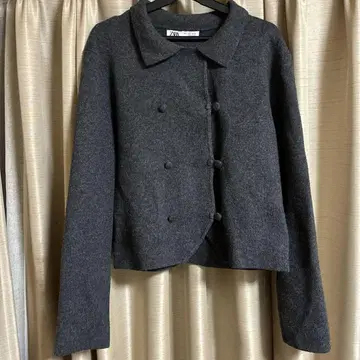 ZARA 다크 그레이 플레인 니트 롱 슬리브 가디건 L