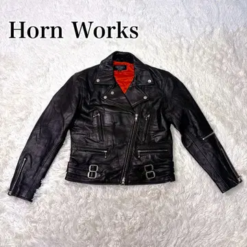 Horn Works 더블 라이더 자켓 소가죽 가죽 짧은 기장 아메카지